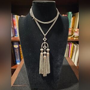 Vintage Crown Trifari silvertone statement necklace